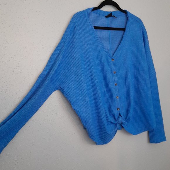 Urban Outfitters Out From Under V-Neck Waffle Knit Button Front Cardigan Size L - Picture 3 of 10